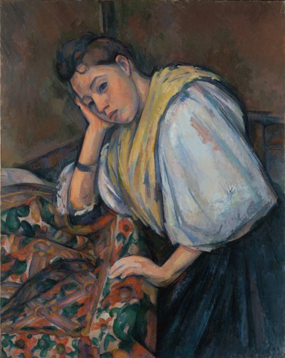 Young Italian Woman at a Table by Paul Cézanne